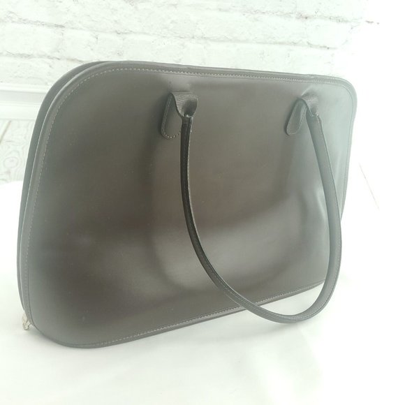 Vintage Jack Georges Womens Dark Brown Leather Double Handle Zip Around Tote Bag - Picture 1 of 14